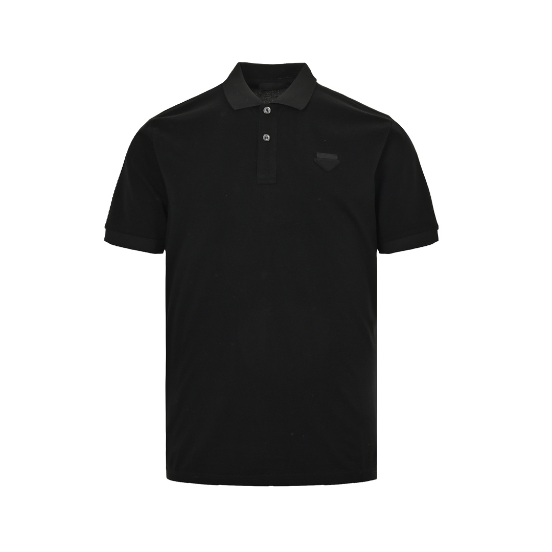 Prada 24ss triangle cloth logo Polo short sleeve