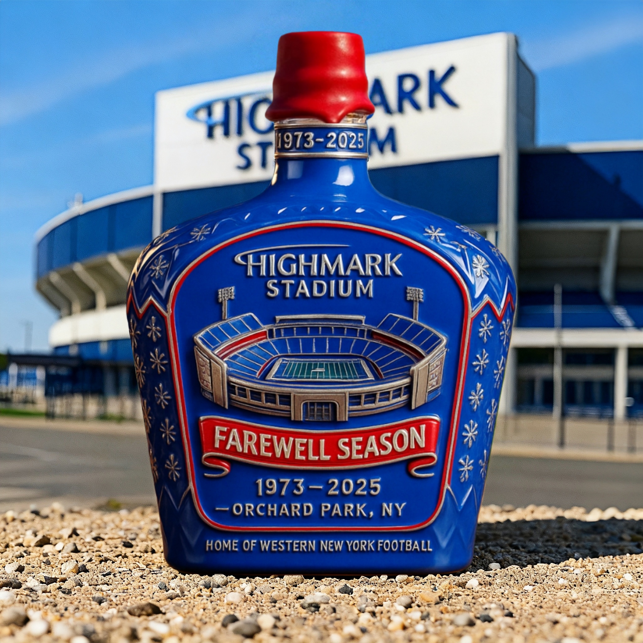 Highmark Stadium Farewell Season Whiskey Bottle