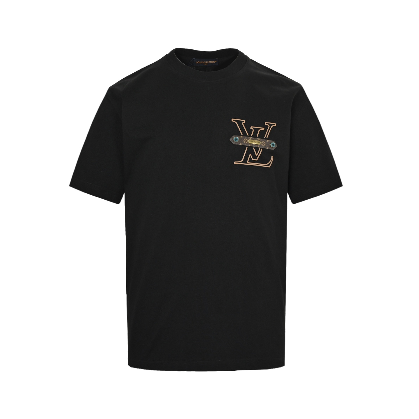 Louis Vuitton 25ss chest letter print monogram leather short sleeve