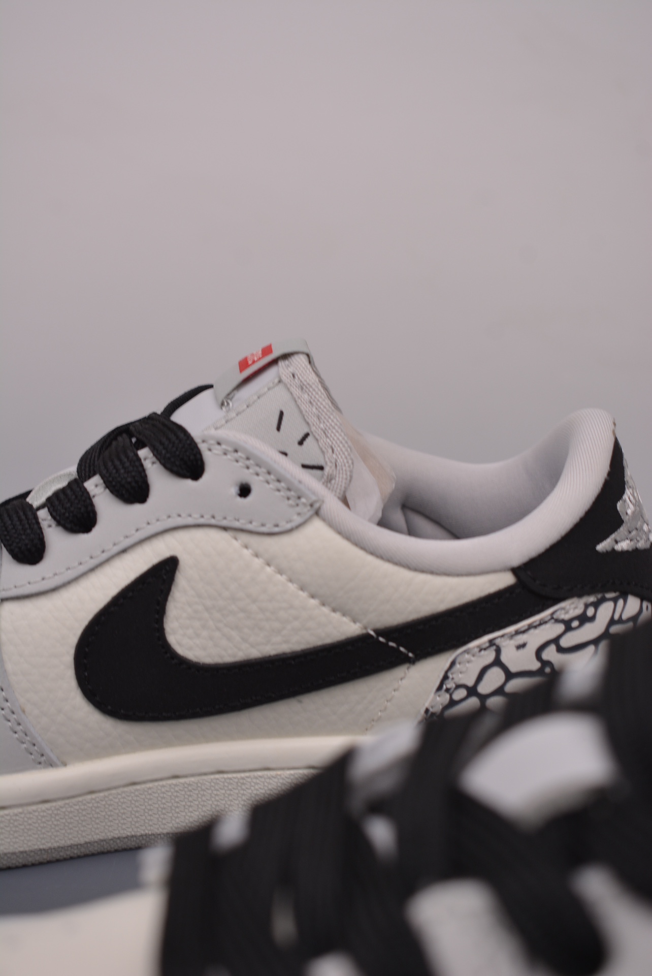 Supreme x Nike By You Air Jordan 1 Low OG Grey, Beige, White and Black Cracked