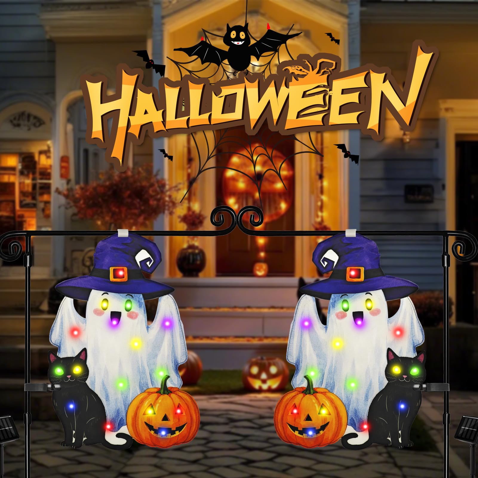 Lighted Shaped Halloween Garden Flags