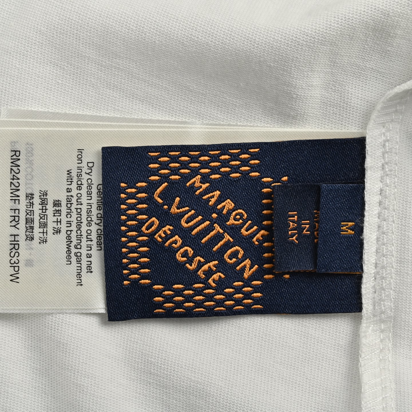 Louis Vuitton 25ss blue flocked slogan print short sleeves