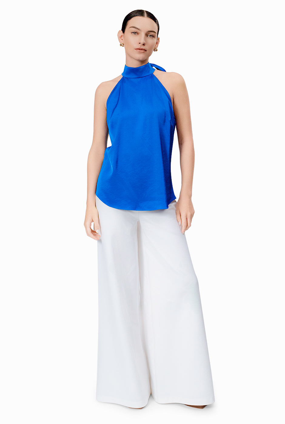 Blusa cuello halter con cinta