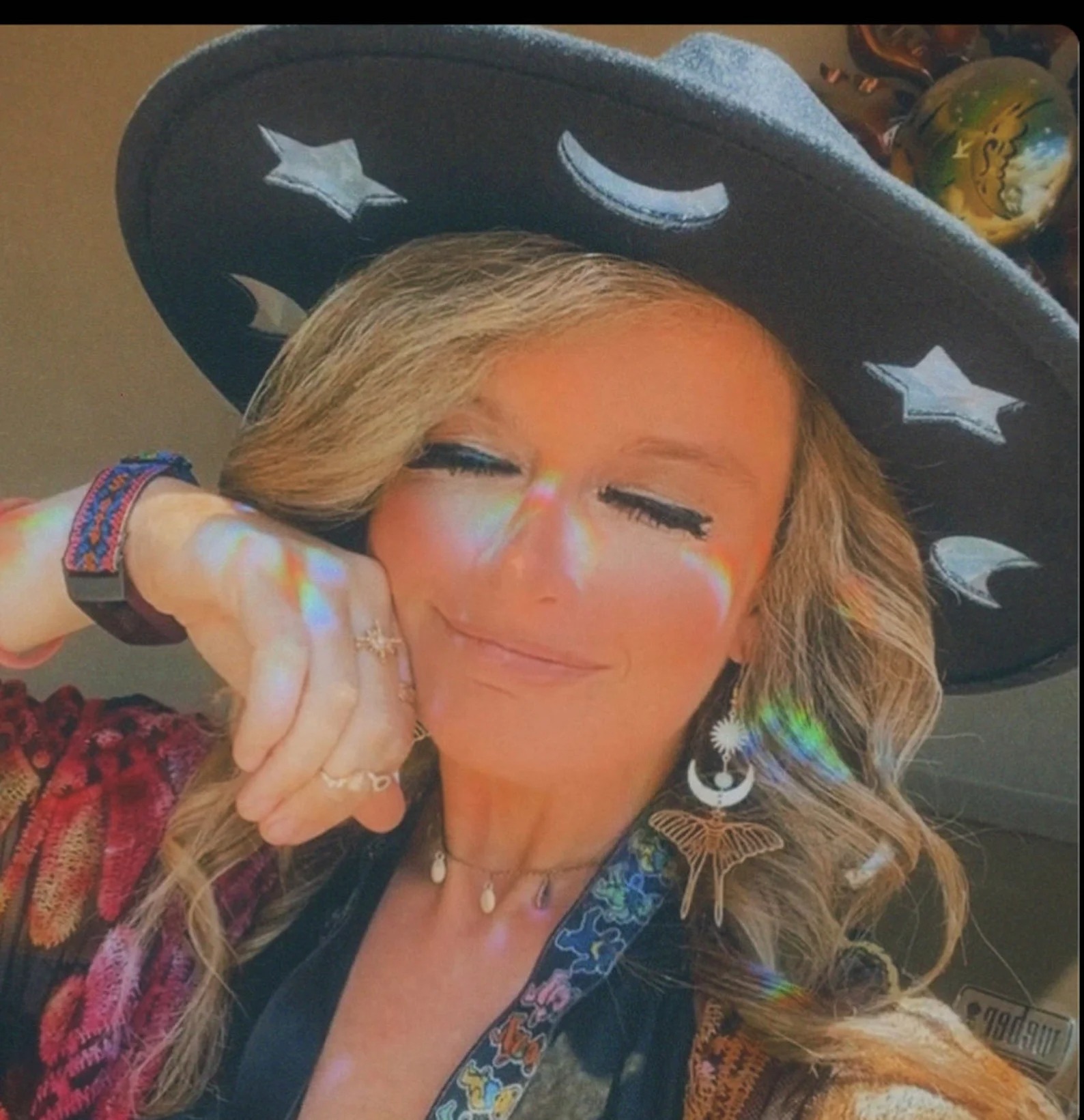 💥ON SALE💥Celestial Suncatcher Cosmic Cowgirl Straw Prism Hat