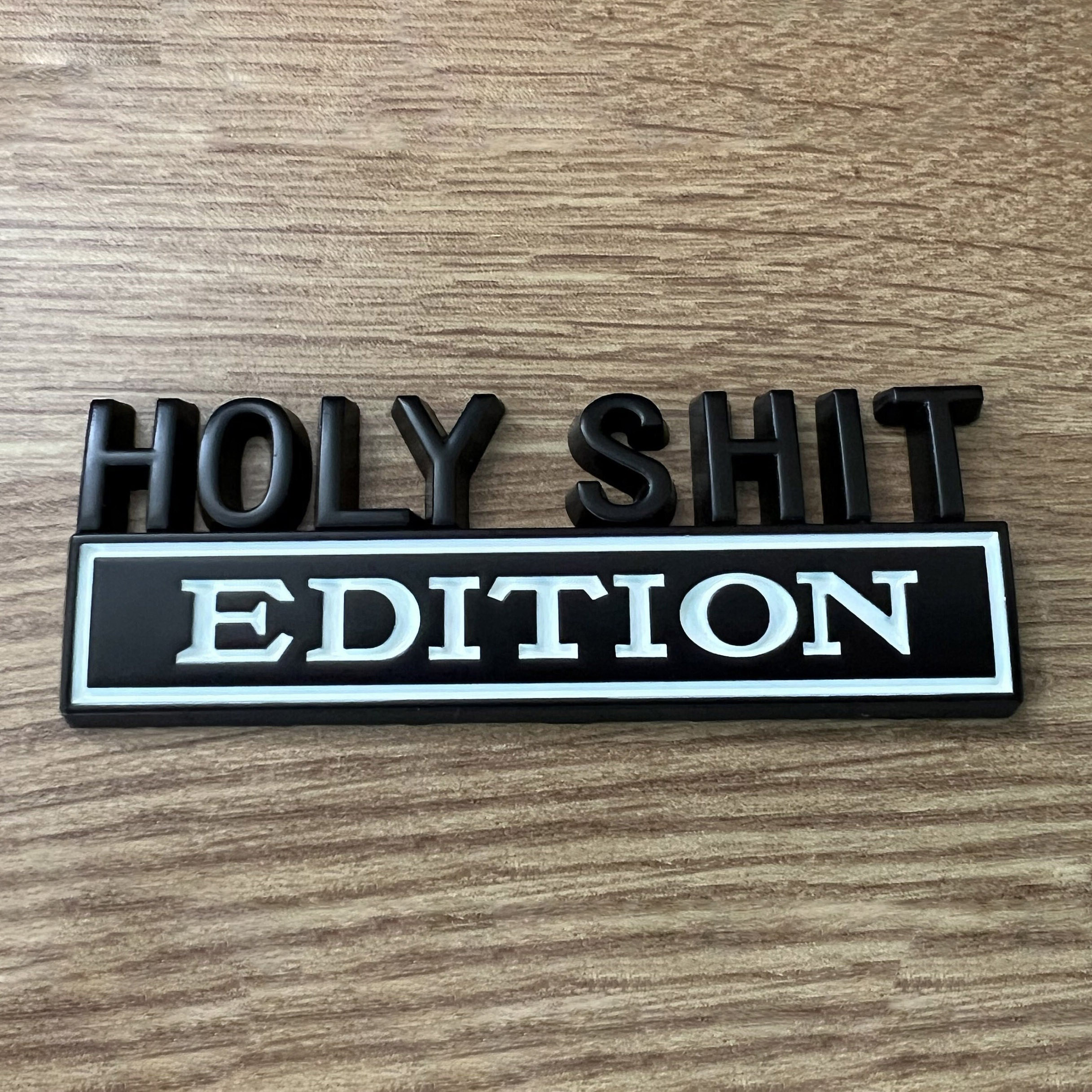 Funny Metallic Decal Emblem | Smile-inducing panel