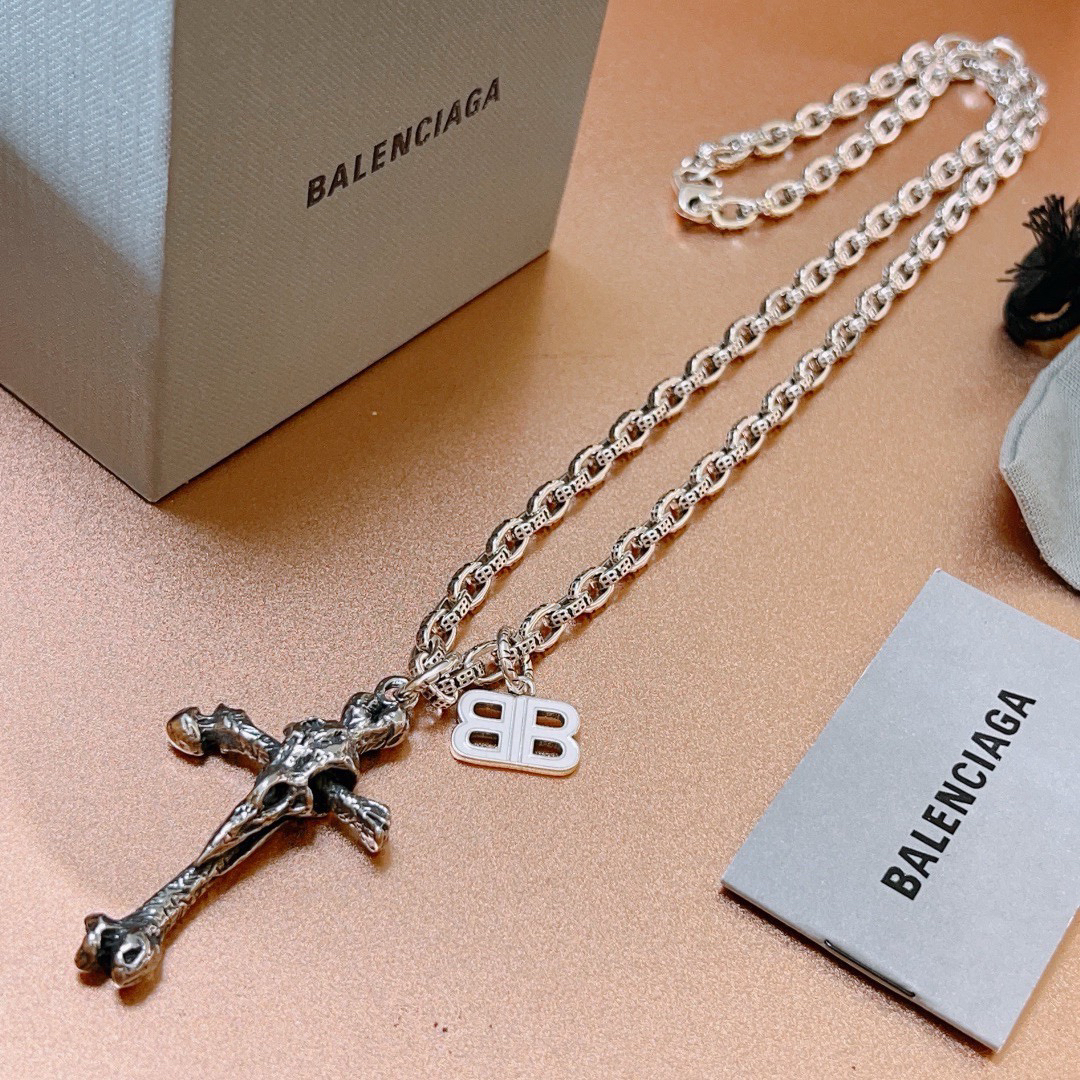 Balenciaga Bone Cross Vintage Necklace