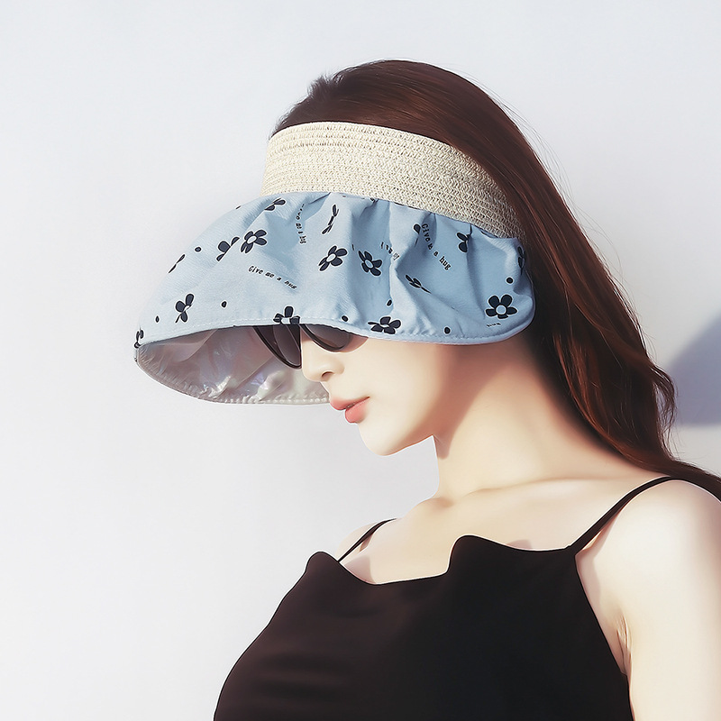Summer outdoor sun protection silver rubber shell hollow cap can be folded to receive a variety of anti-uv beach hat