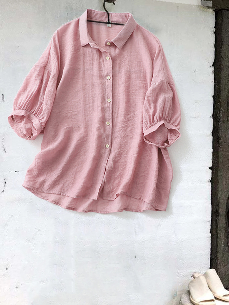Oversize Puff Sleeve Comfy Woven Blouse
