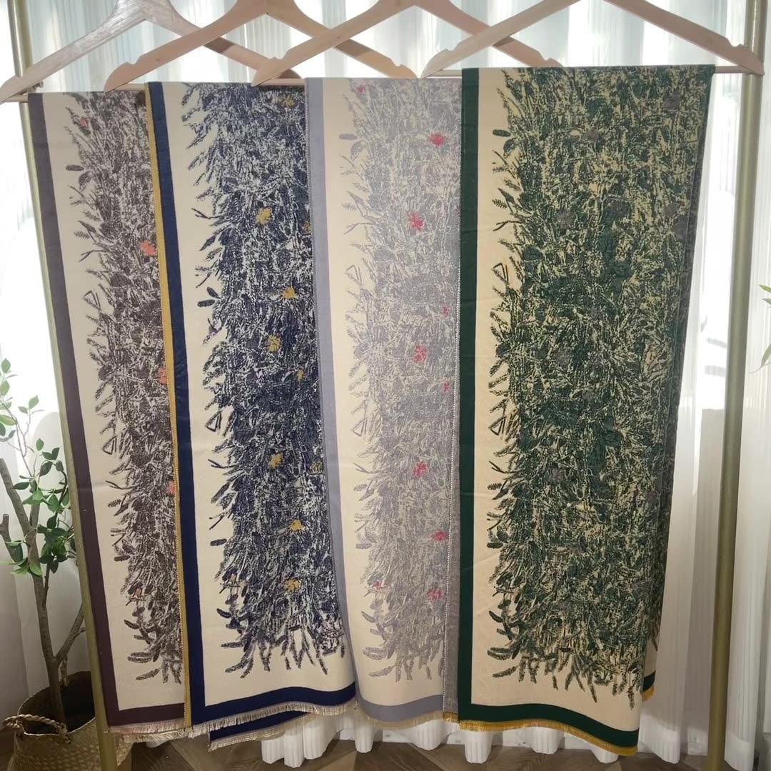 Luxury Design Thick Foulard Cashmere Scarf Ladies Winter Pashmina Female Shawls Wraps Floral Women Blanket Warm Scarf Shawl