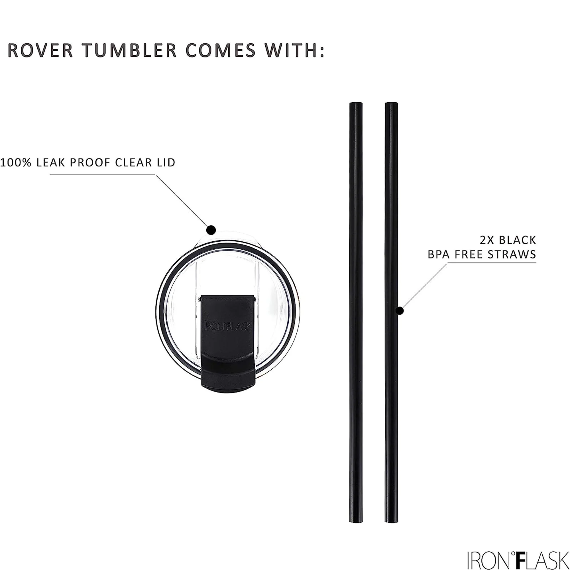 IRON °FLASK Insulated Rover Tumbler w/Lid & Straw, Stainless Steel Bottle, Day & Night, 24 Ounces