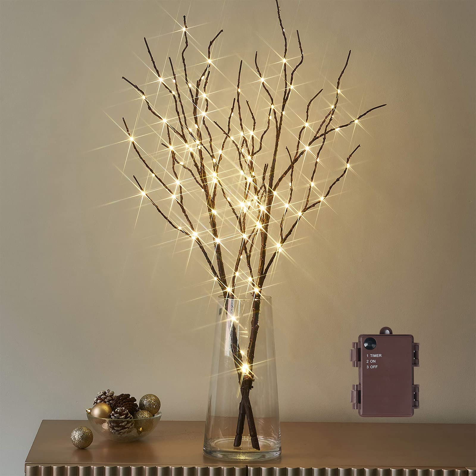 2 PACK Artificial Tree Branch with Warm Willow Branch Lights