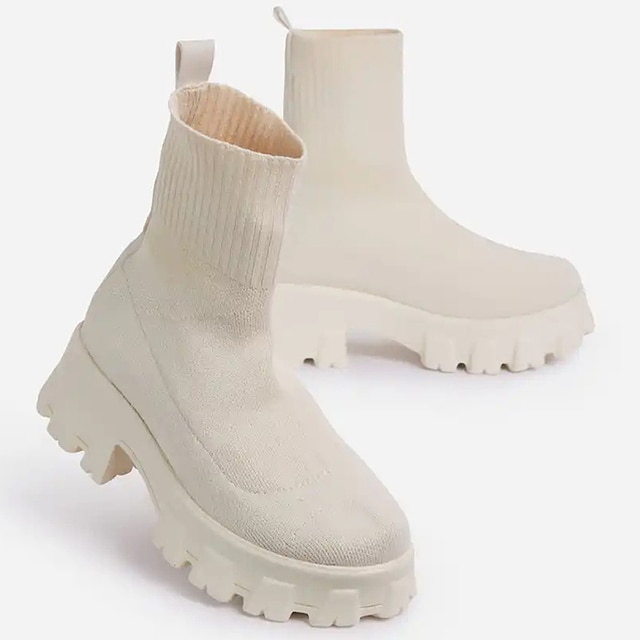 Femininas Socks Ankle Boots Platform Shoes Women Heels Botines Mujer