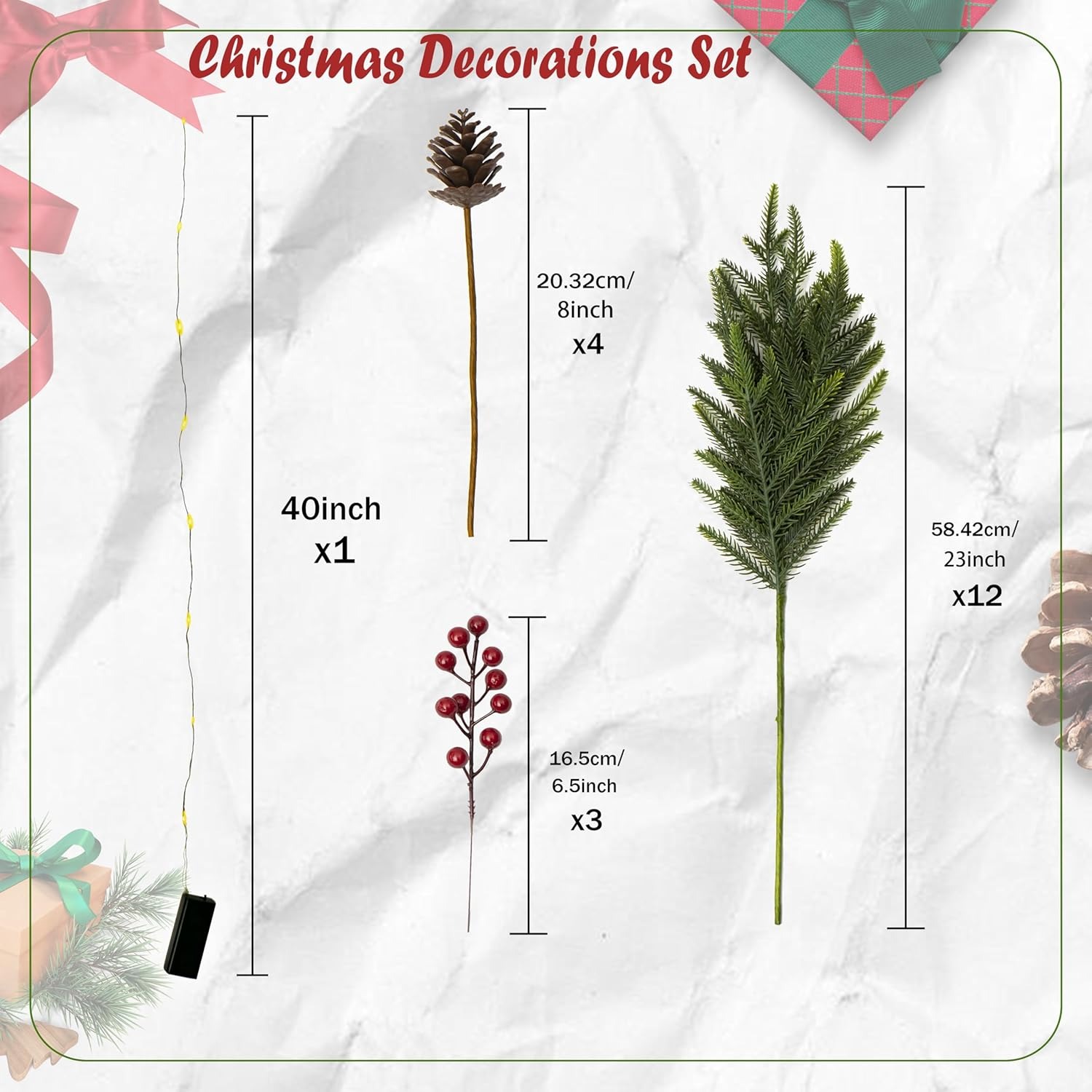 🎄Early Christmas Sale🎄Christmas Norfolk Pine Branches with Lights Set