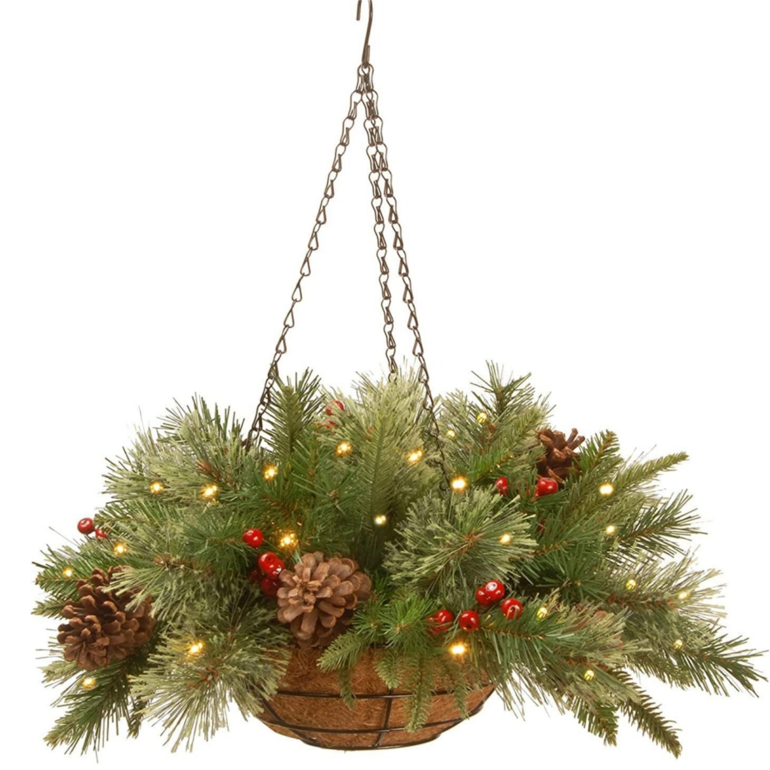 🎅HOT SALE 60% OFF⛄ - Lit 'Feel Real' Artificial Christmas Hanging Basket