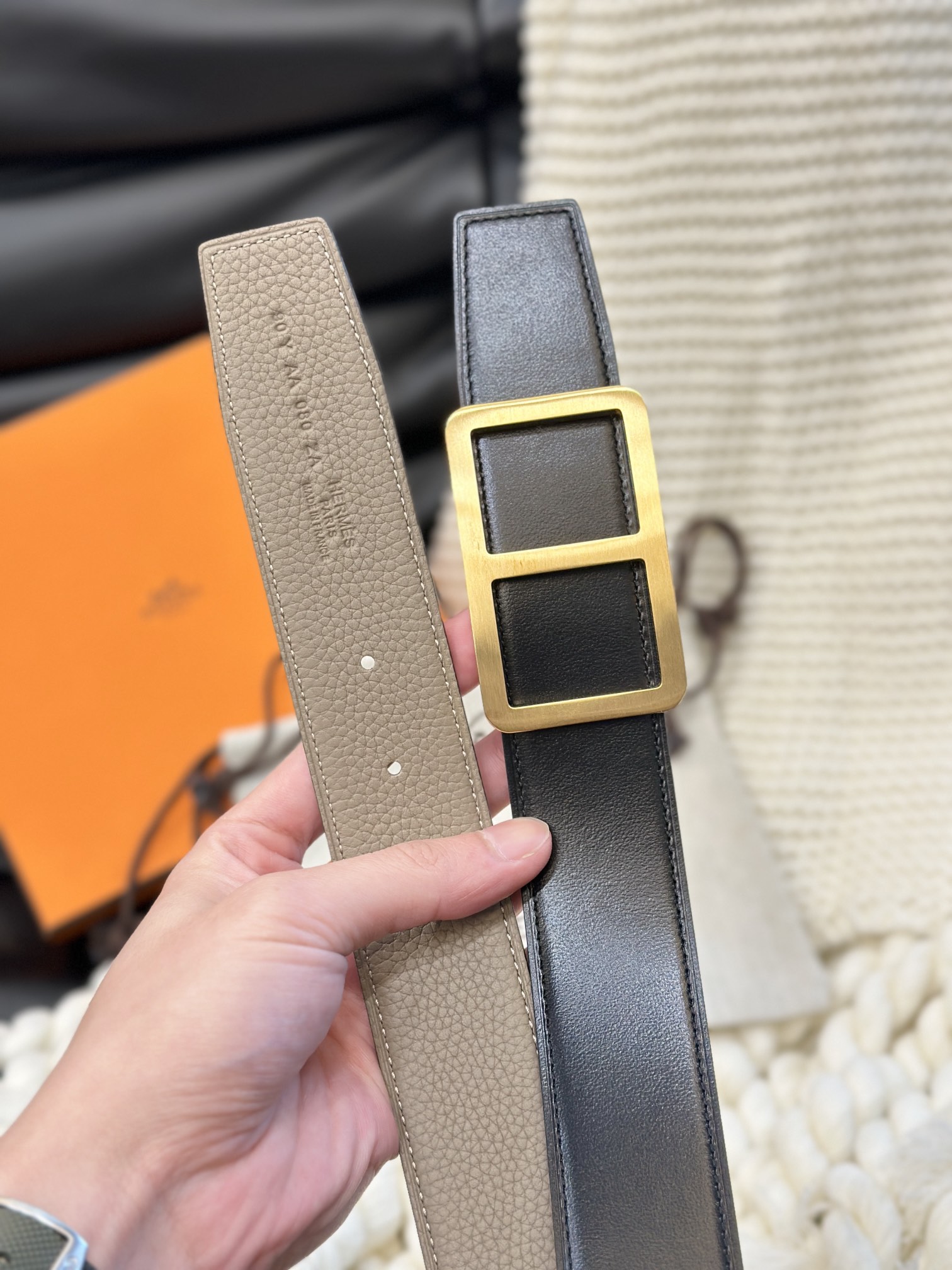 Hermès Men's Double-Faced Cowhide Belt