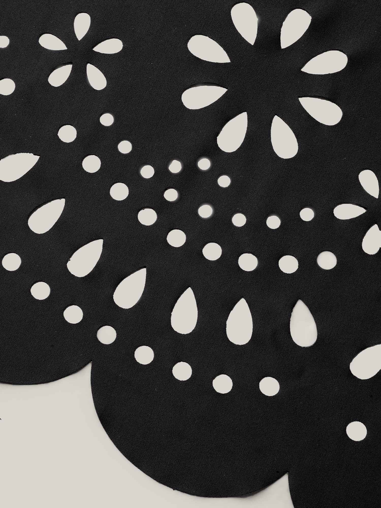 Laser Cut Surplice Neck Waist-Cinched Swim Dress