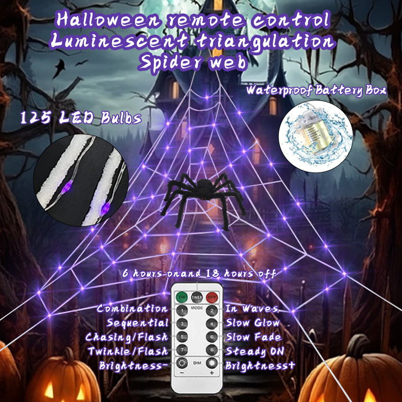 ⚡Flash Sale⚡Halloween Giant Spider Web with LED Lights