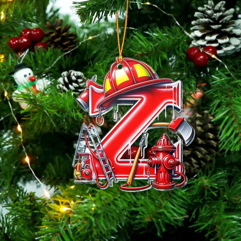 Personalized Alphabet Letter Firefighter Ornament