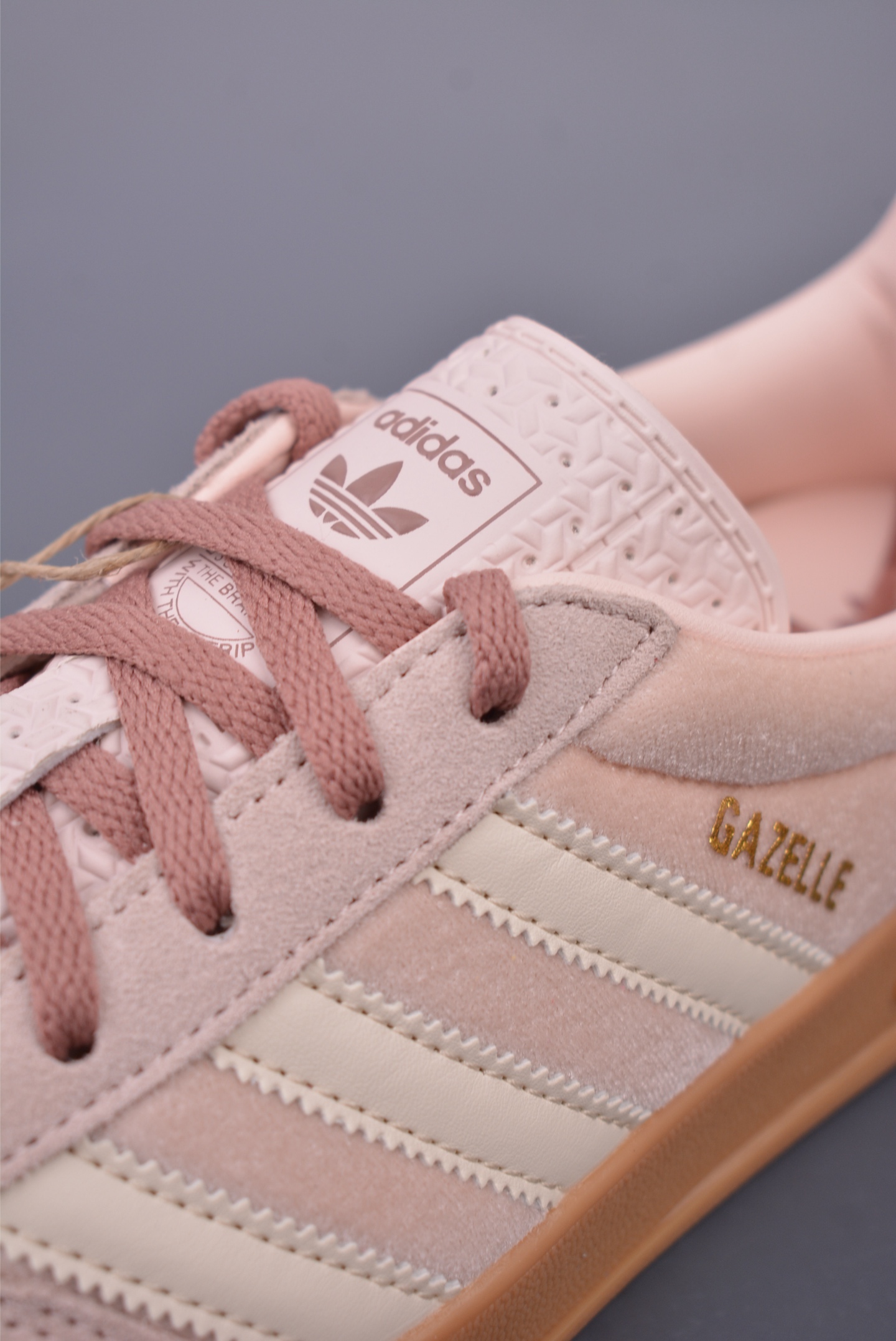 Adidas Gazelle Indoor Trainers Sneakers Velvet Coral Pink Brown Raw Rubber Sole JR0232
