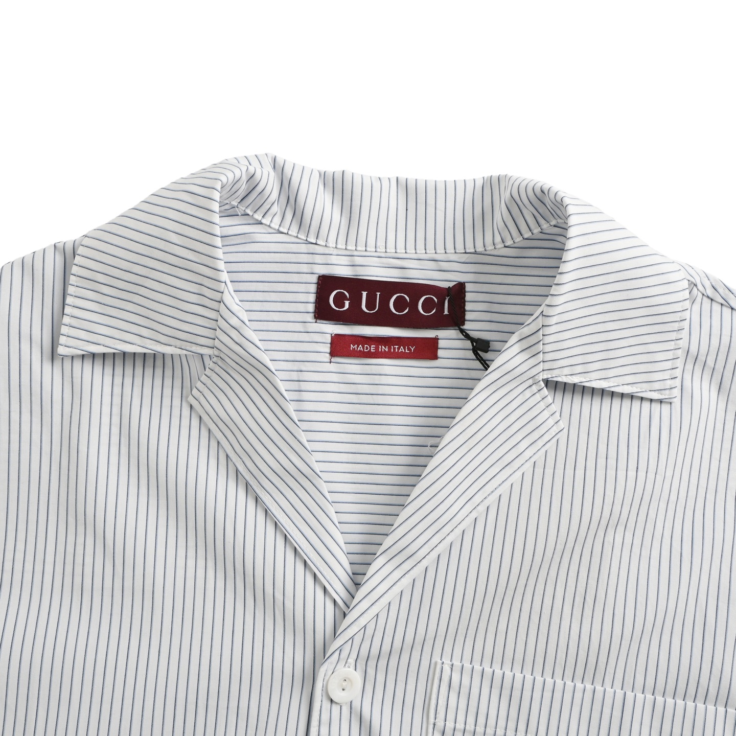 Gucci 25ss laser logo vertical stripe short sleeve shirt