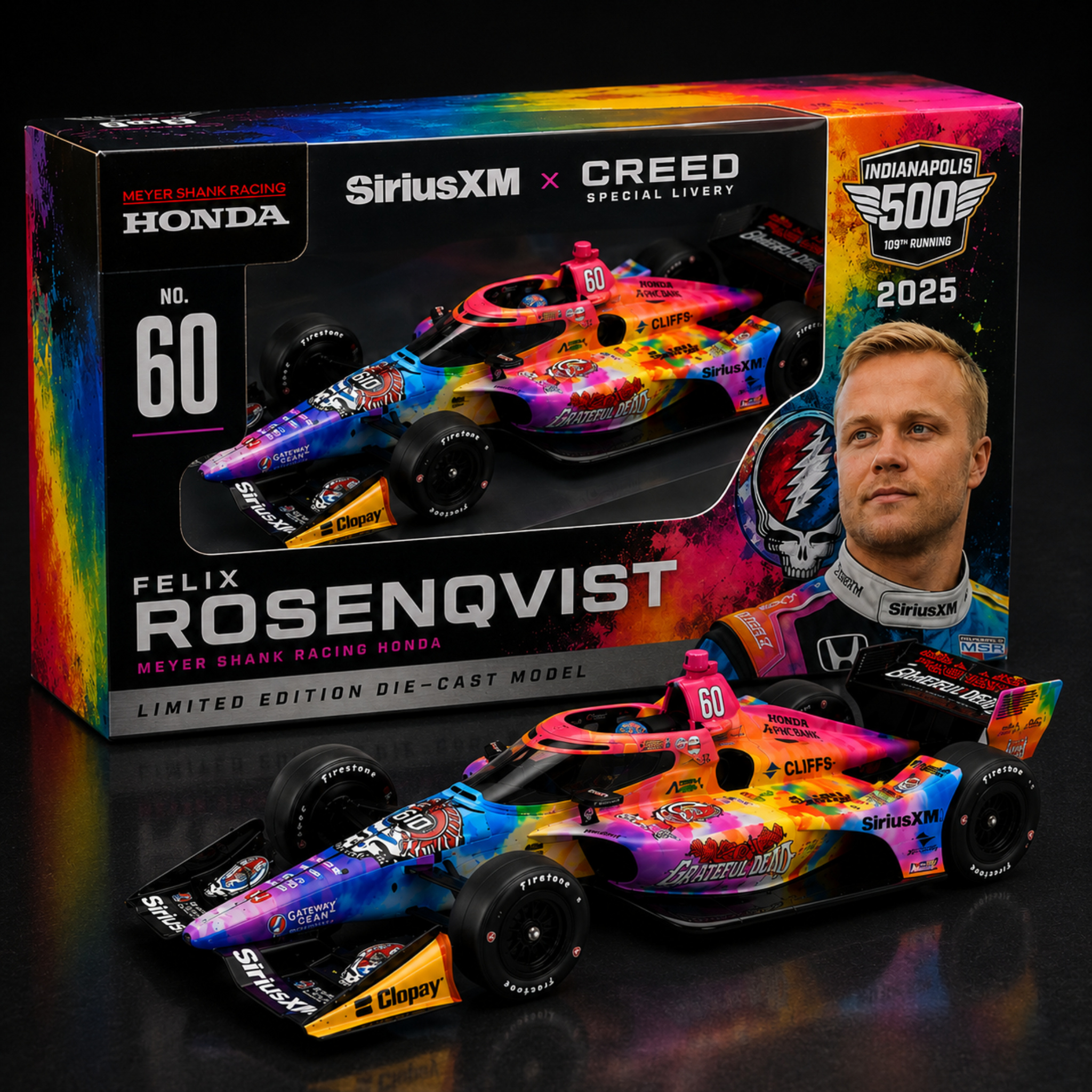 🌈 SiriusXM x CREED 2025 Indy 500 1:32  Race Car Model 🏎