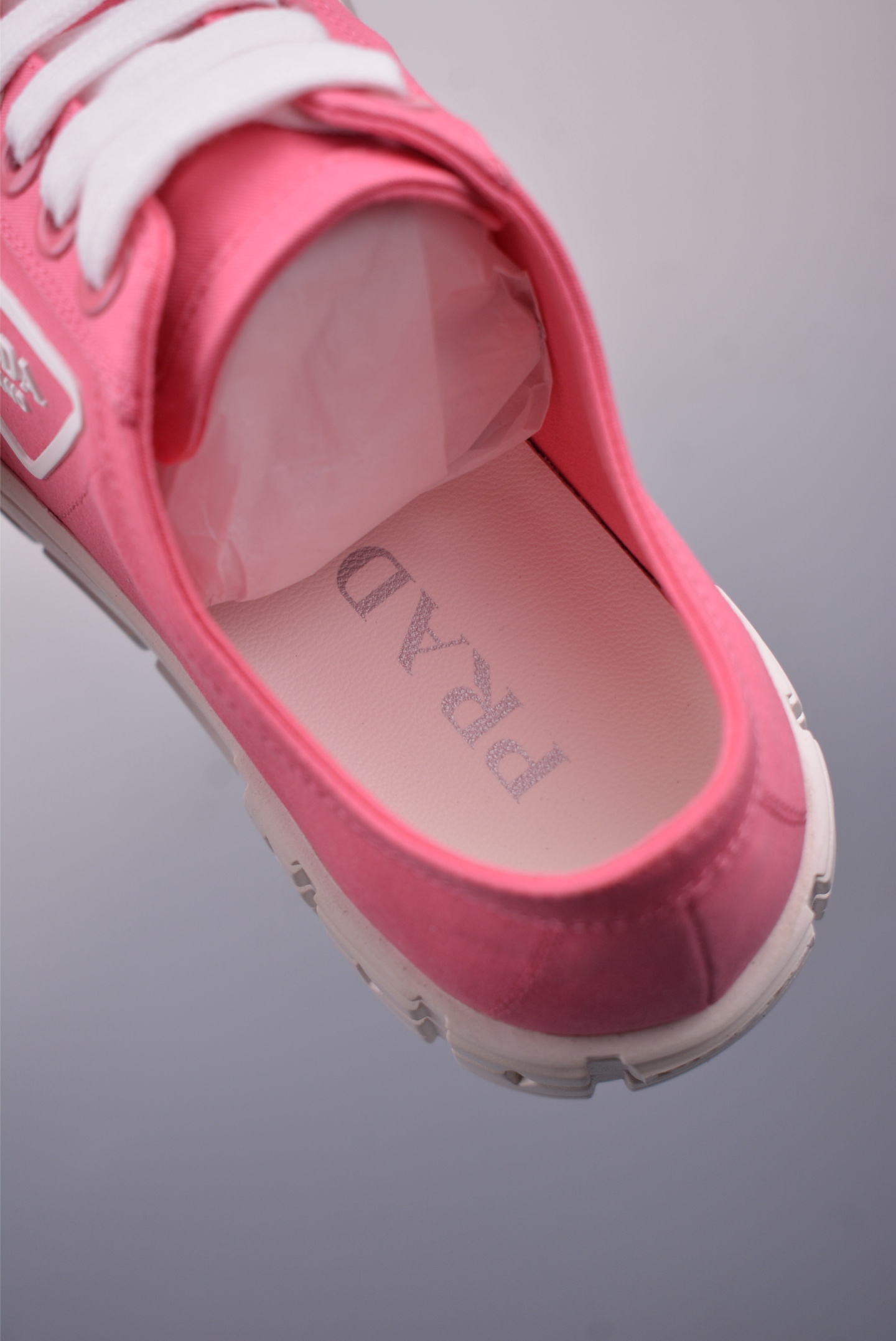 Prada Nylon Gabardine Low Sneakers Canvas Pink White SPAZZOL