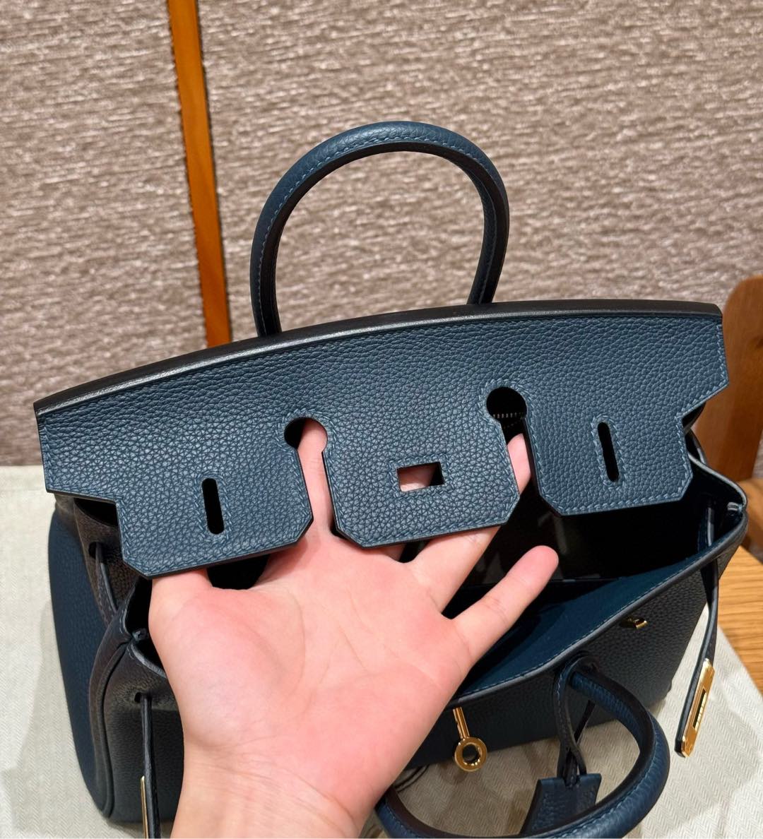 Hermès Birkin 7p Blue presse handbag (handmade to order)