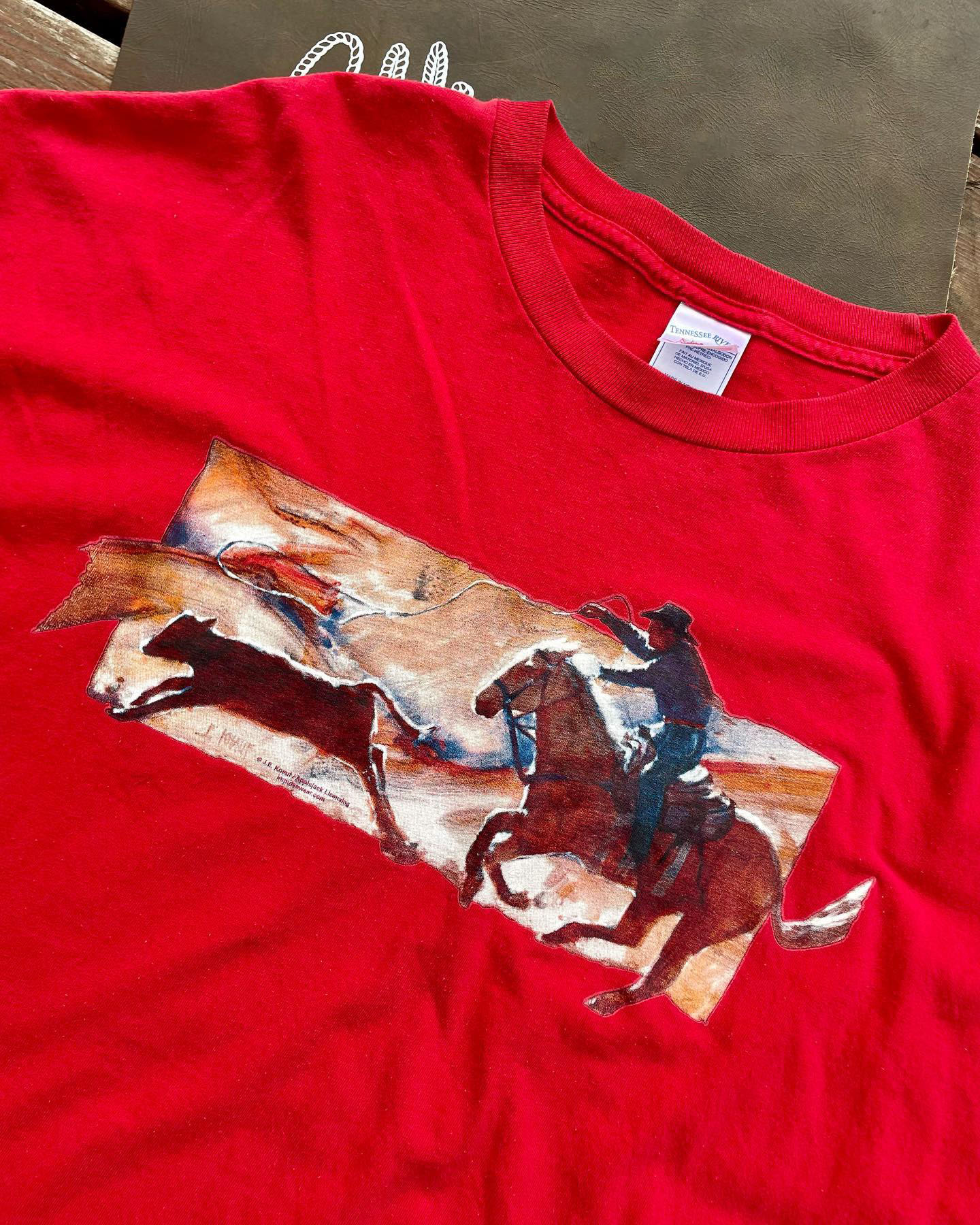Men's Casual Western Denim Print Red Short Sleeve