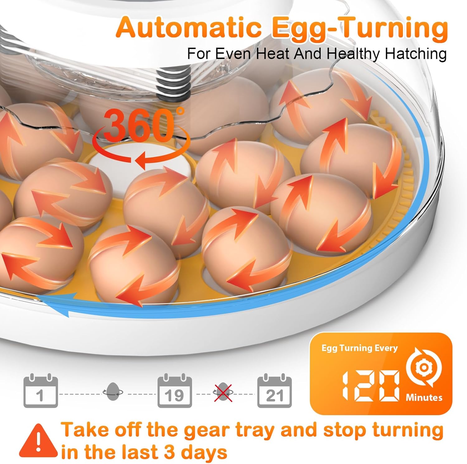 18 Egg Incubator with Automatic Egg Turning and Humidity Control, Incubators for Hatching Eggs, Chicken, Ducks, Goose, Pigeon, Quail, Parrot Incubator for Farm