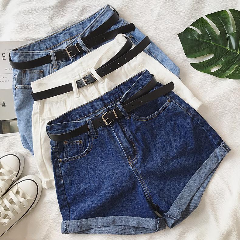High Waist Classic Denim Shorts With Belt