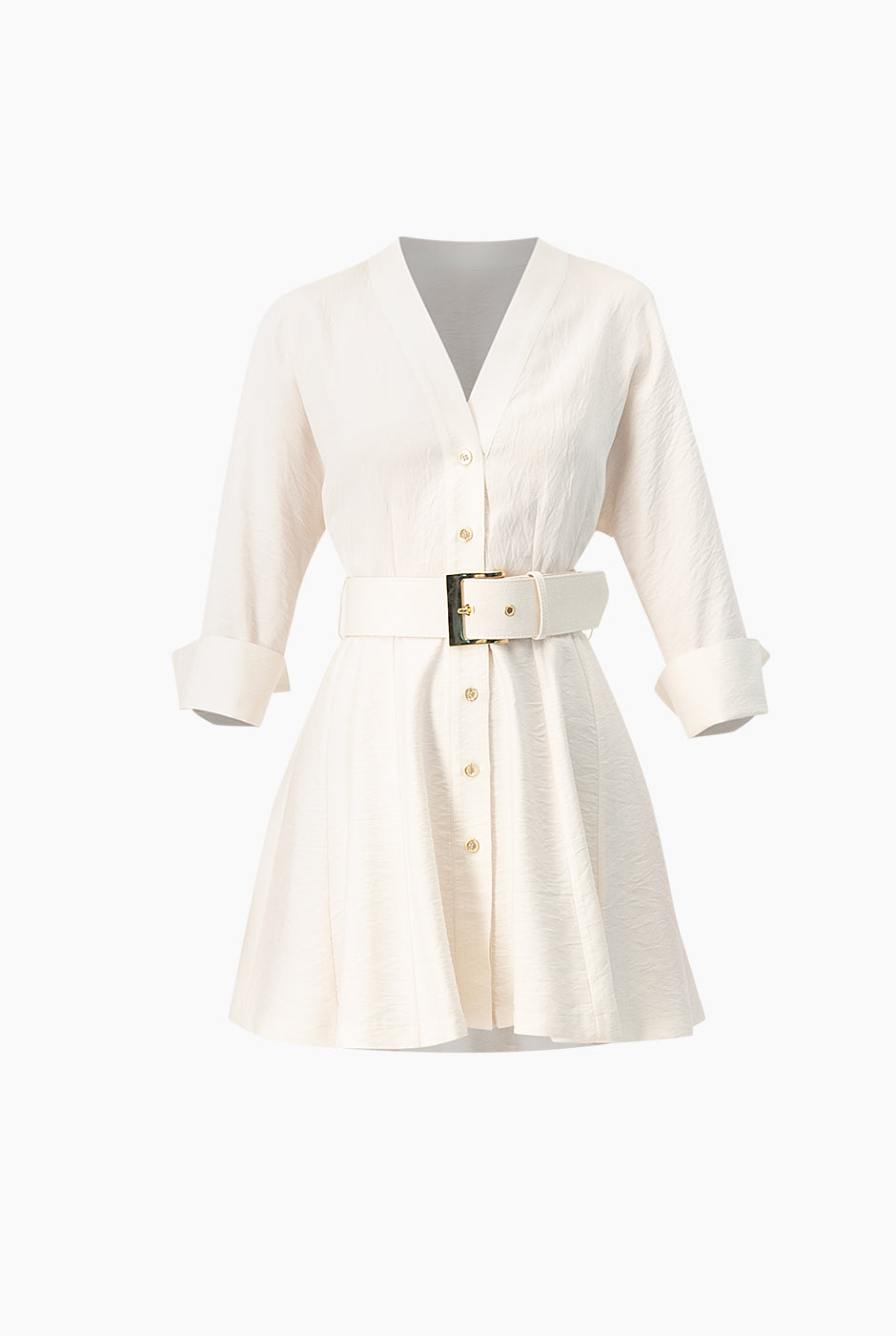 Vestido corto liso con cinturon