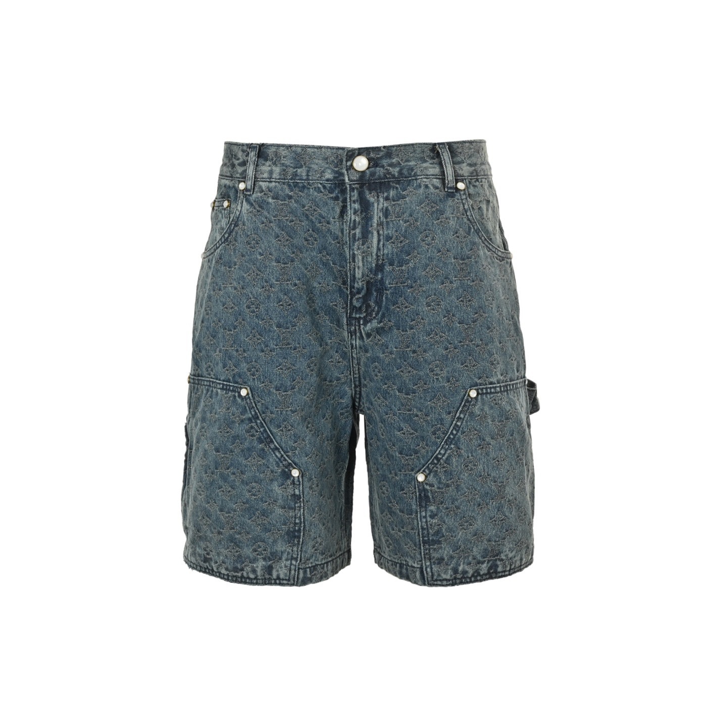 Louis Vuitton 25ss all-over monogram jacquard suit with denim shorts