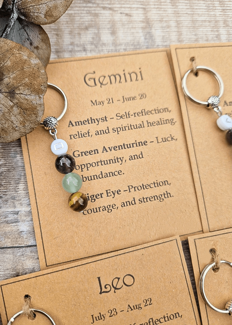 Personalised zodiac crystal keyring