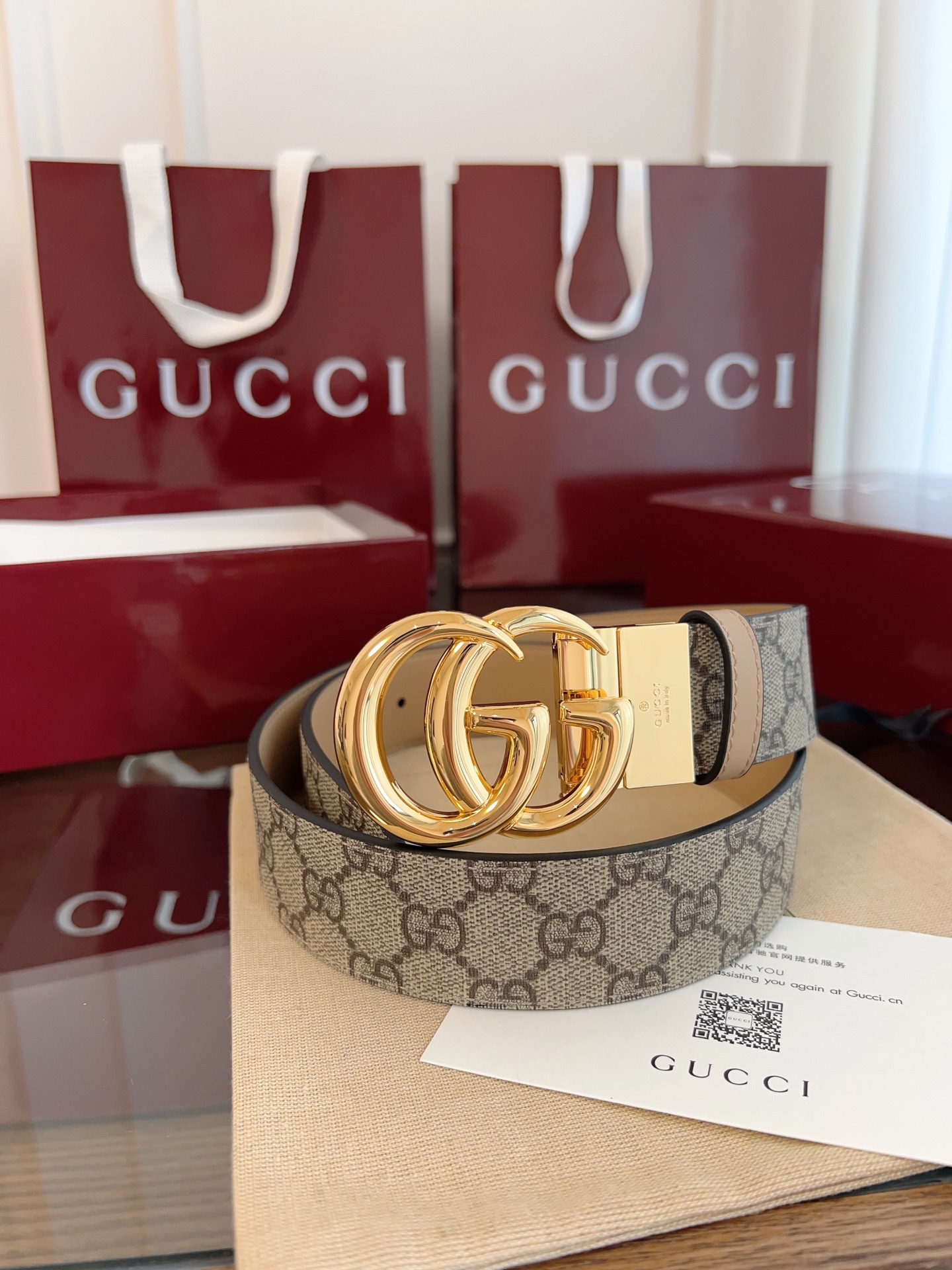 Gucci 2025 new double G buckle leather belt width 3.7cm