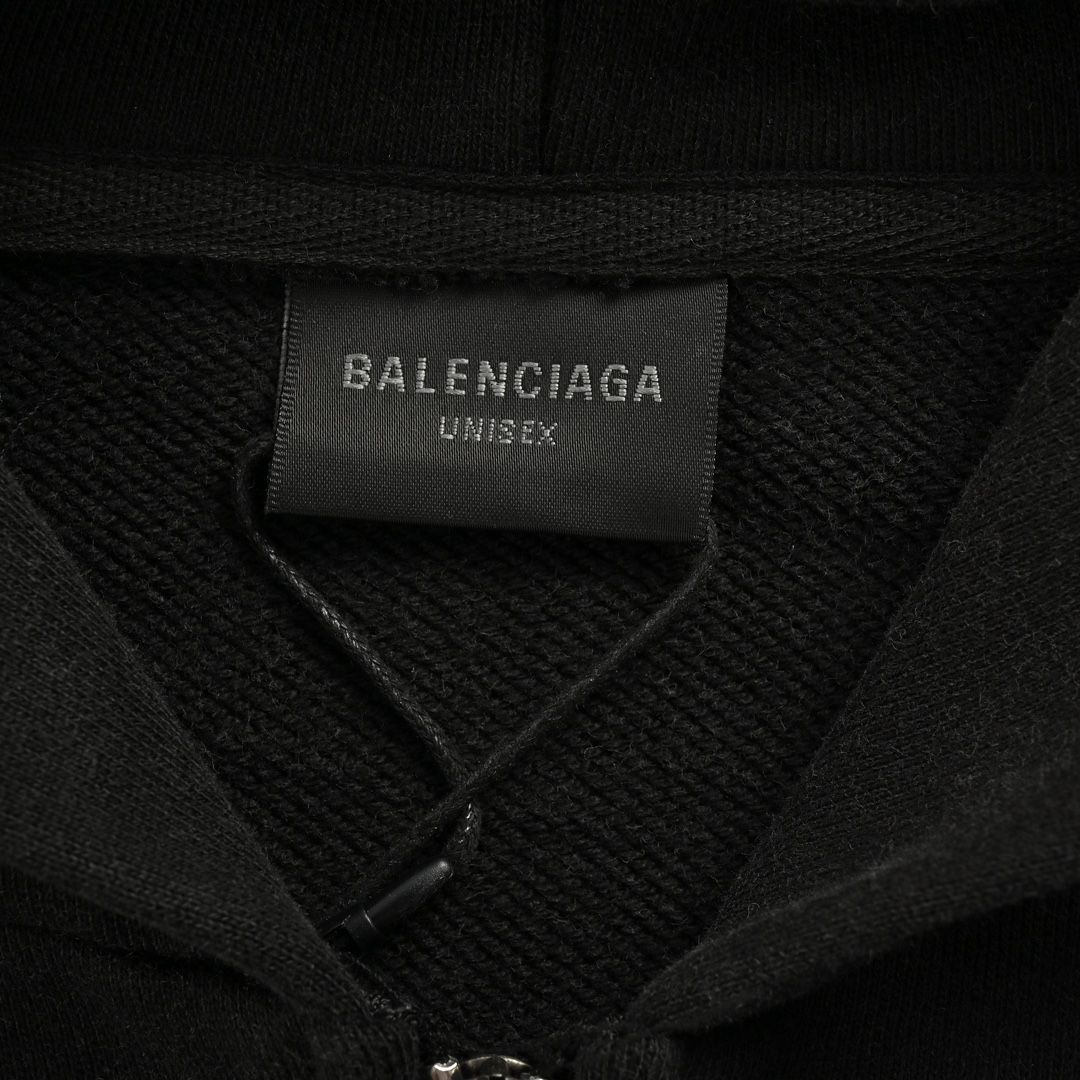 Balenciaga 24Fw blurred logo washed distressed zipper jacket