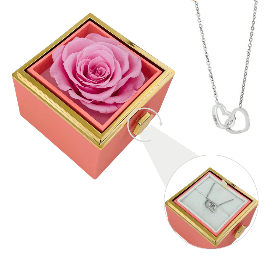 💥To Your Mom/Girlfriend/Daughte/Niece/Bestie - Love Hearts Necklace Customised With Rotatable Eternal Rose Box