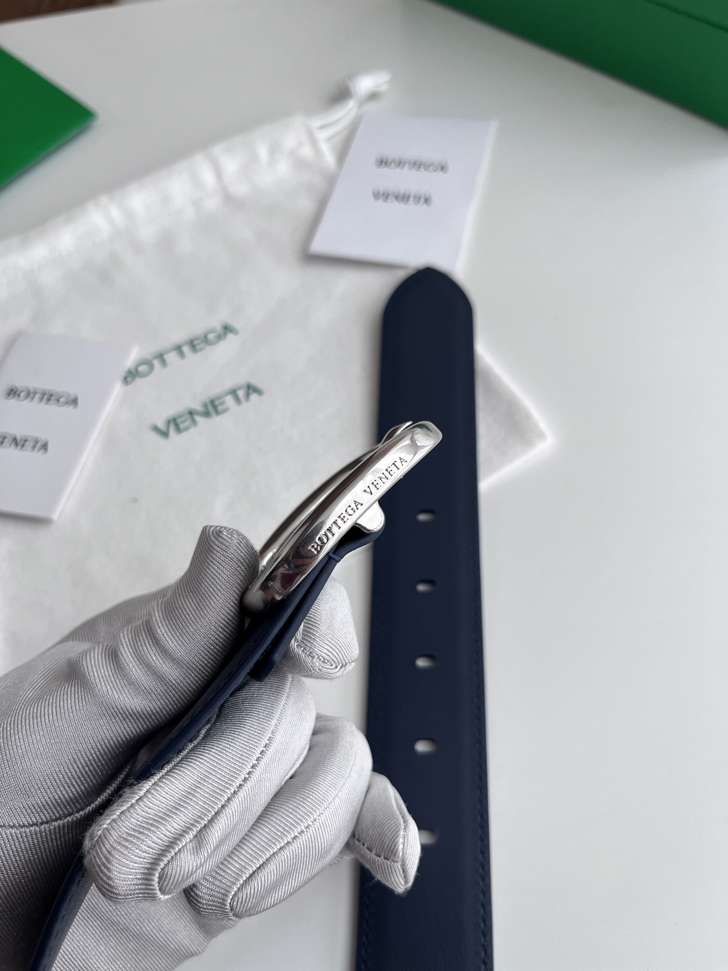 Bottega Veneta 25 smooth leather belt 3.5cm wide