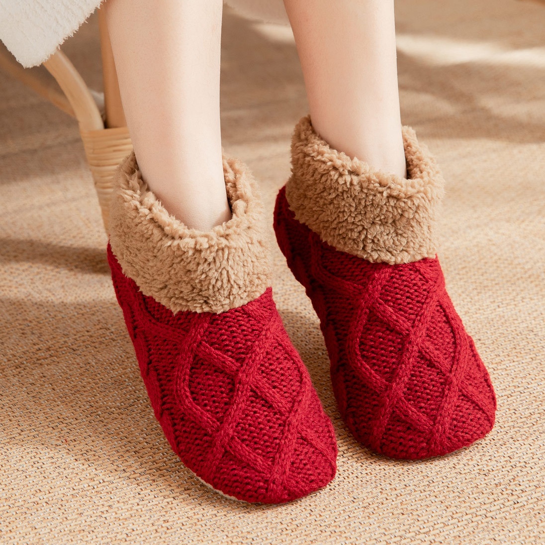 🎅2024 Christmas Promos🔥Cozy Non Slip Knitted Slipper Socks