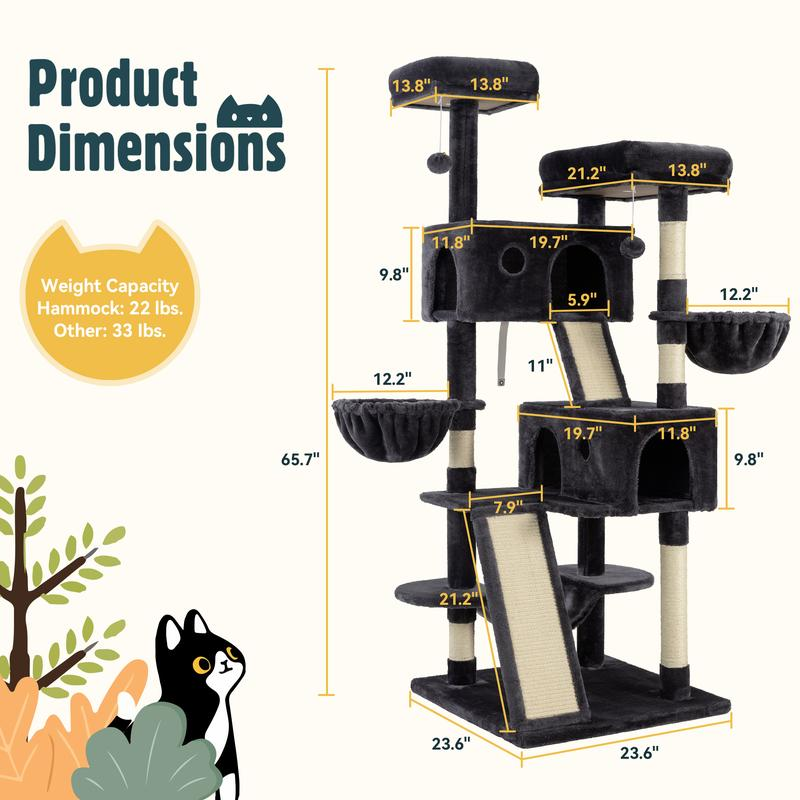 Multi-Level Cat Tree Tower for Indoor Cats | Cozy Perches, Condos & Scratching Posts – Pet Furniture for Climbing & Relaxing