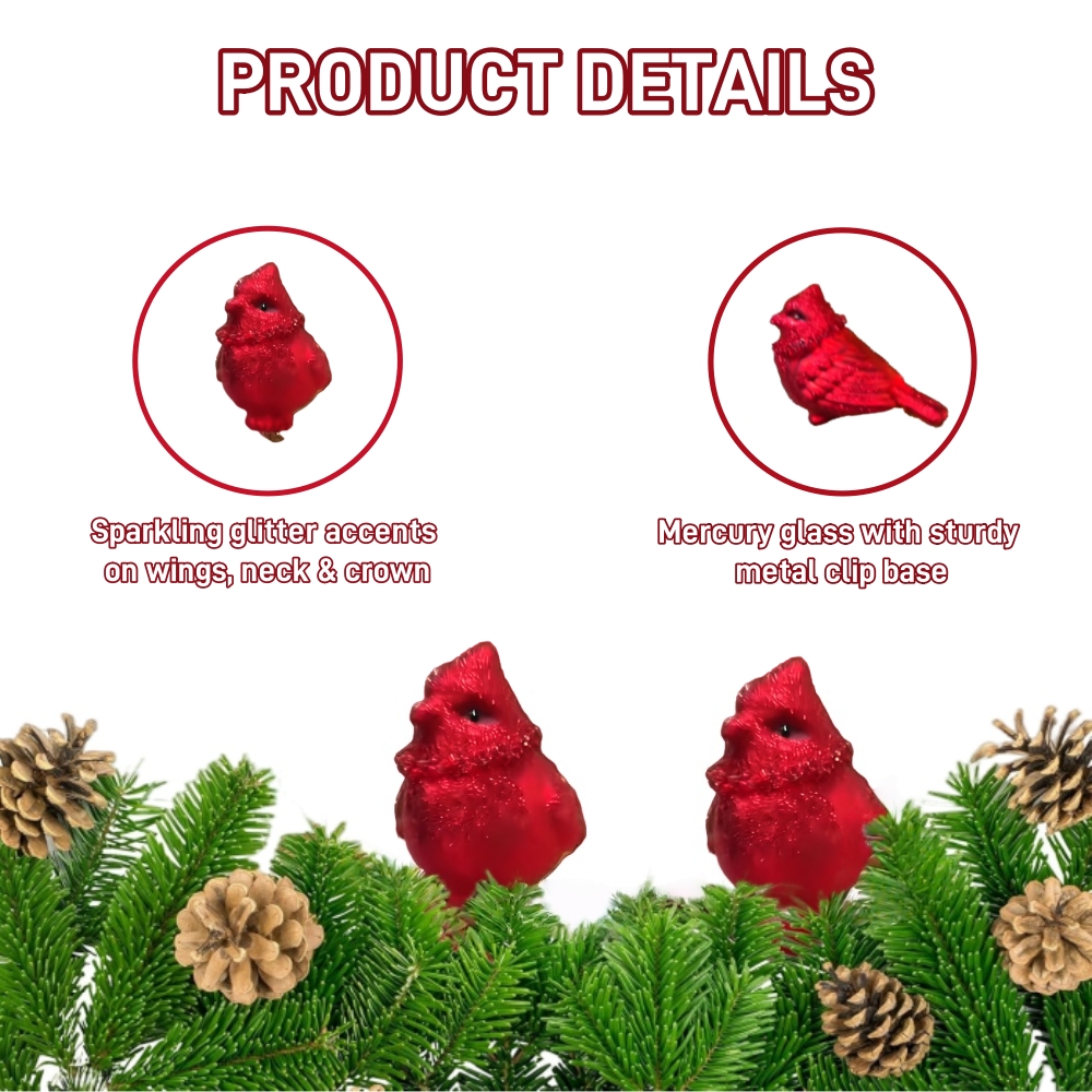 🎄Early Christmas Sale🔥6-Pack Mercury Glass Cardinal Clips