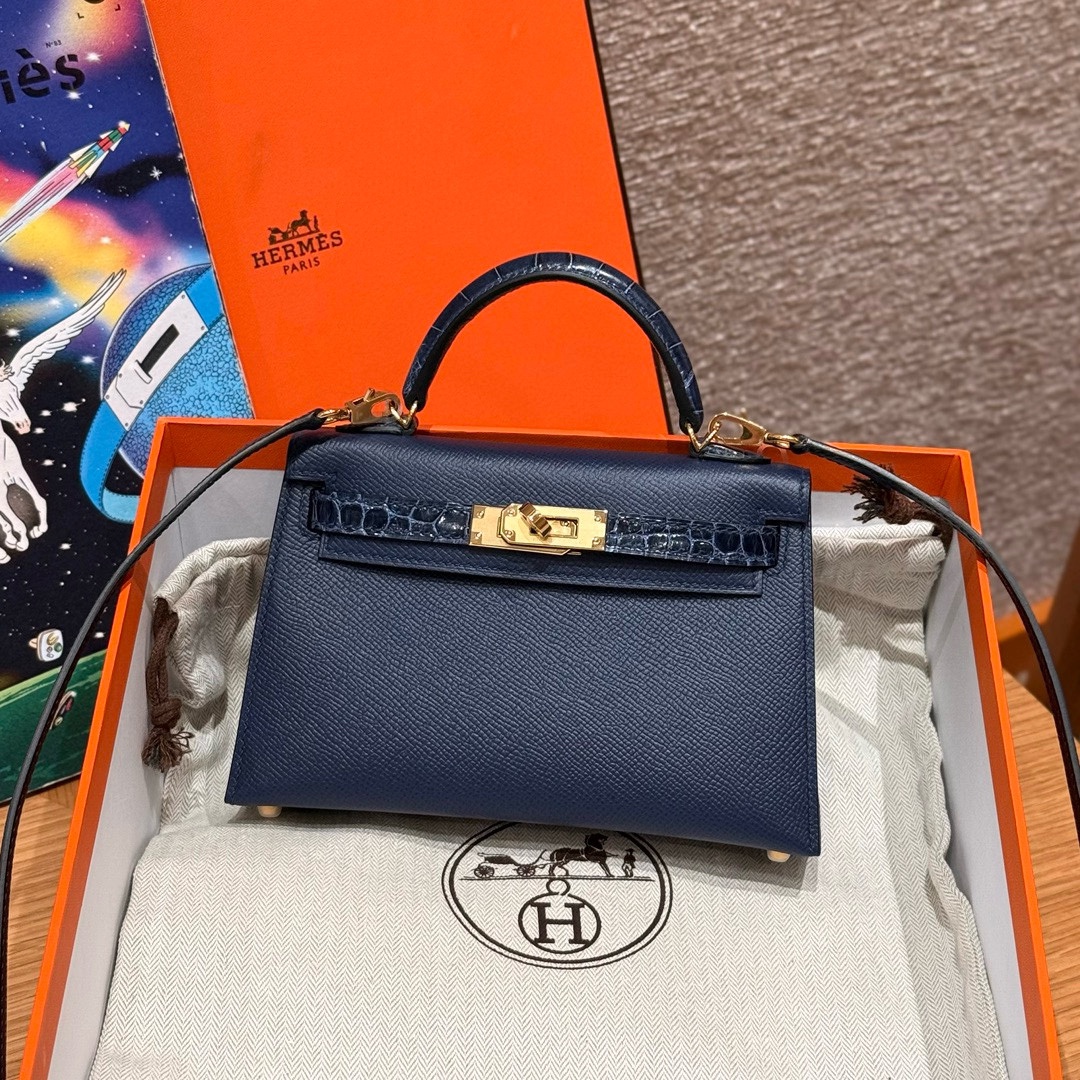 Hermès mini Kelly R2Blue agate handbag (handmade to order)