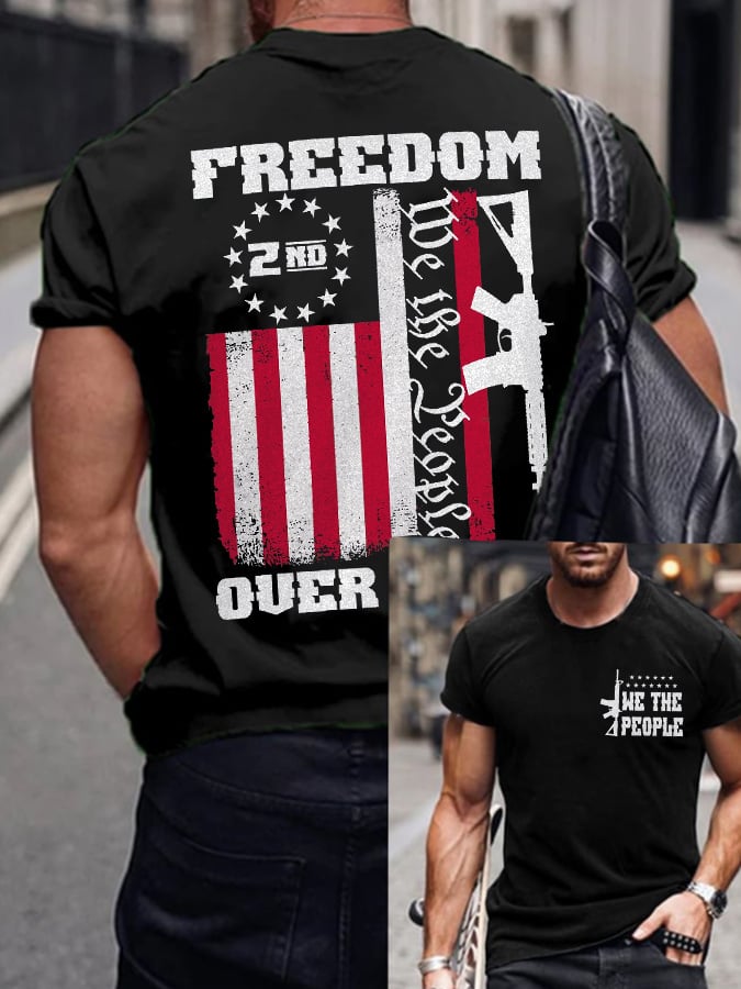 Men's Casual Independence Day Printed Round Neck Short Sleeve T-Shirt