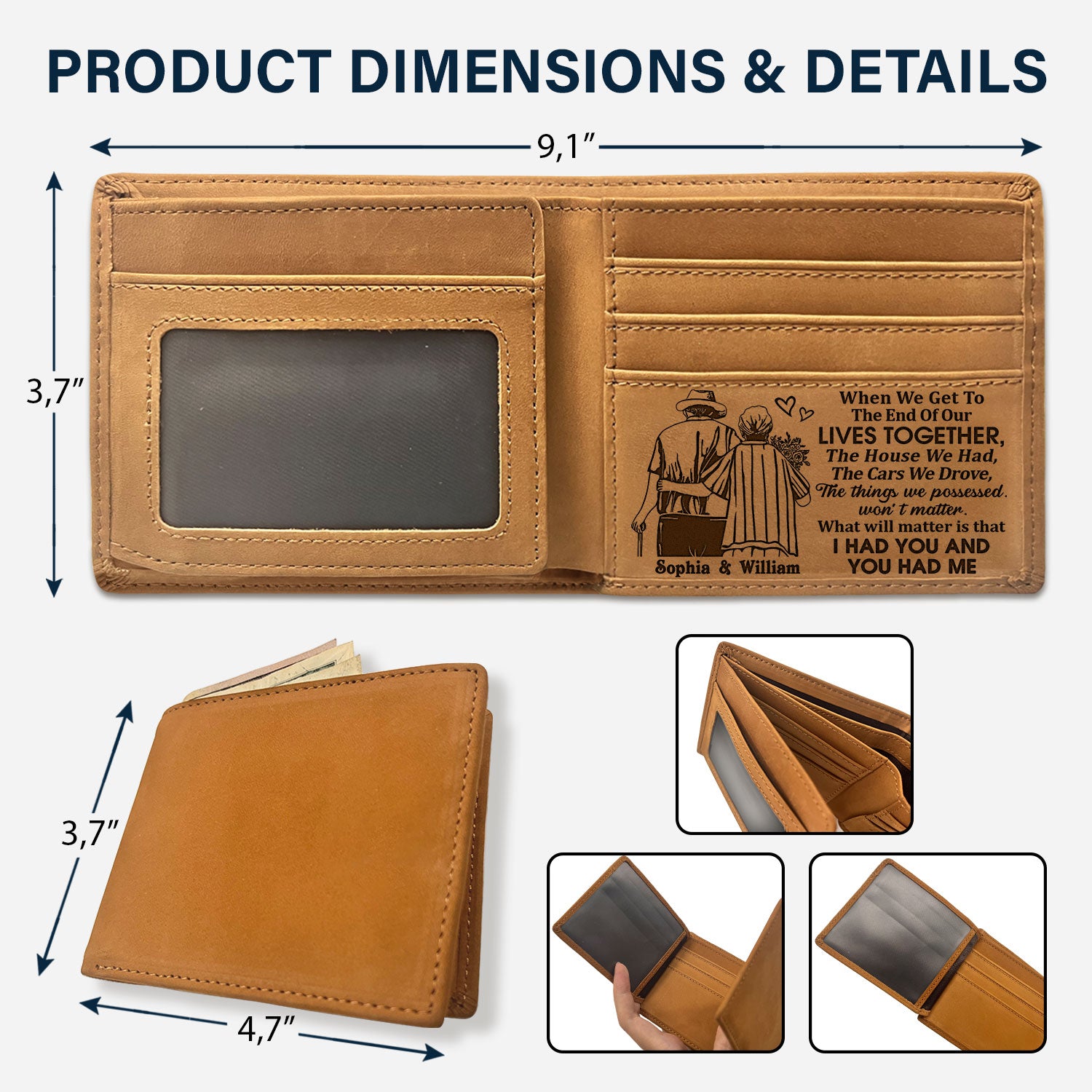 Handmade Personalized Bifold Cowhide Wallet