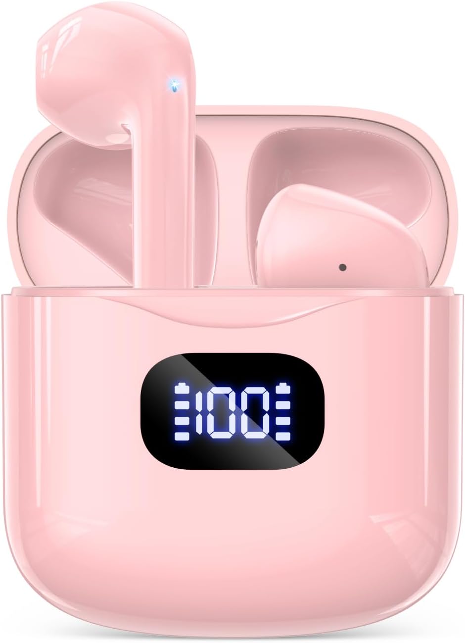 Wireless Earbuds, Bluetooth 5.3 Headphones 40Hrs Playtime with Charging Case, IPX5 Waterproof Stereo in-Ear Earphones with Microphone for iOS Android Cell Phone Sports Workout, Black