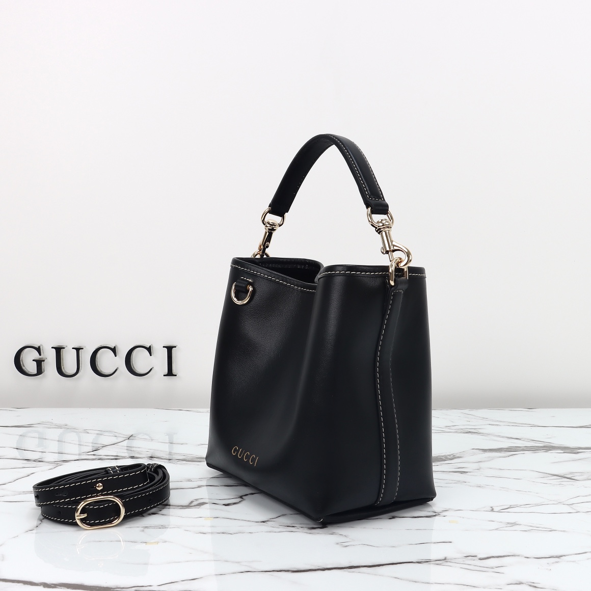 Gucci GG Emblem small bucket bag 815118 AAEC2 1000