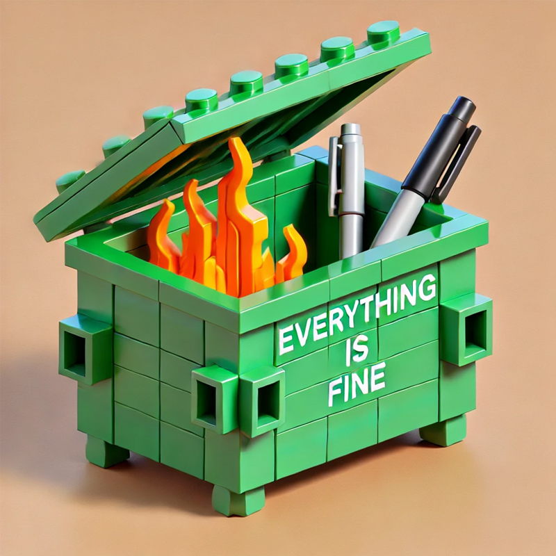 3D Block Puzzle Dumpster Fire Pencil Holder