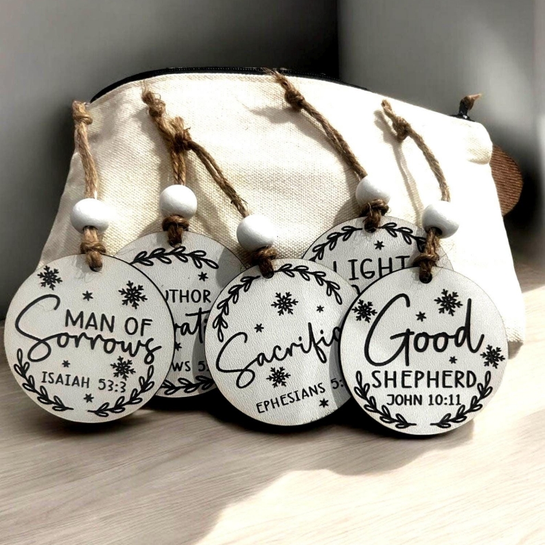 25 Names of Jesus Advent Christmas Ornament Set