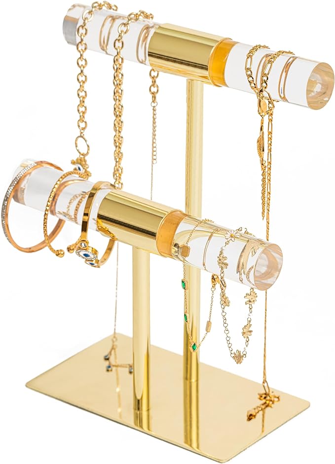 🔥Last Day 50% OFF🔥Shiny Gold Acrylic Jewelry Organizer Stand Display