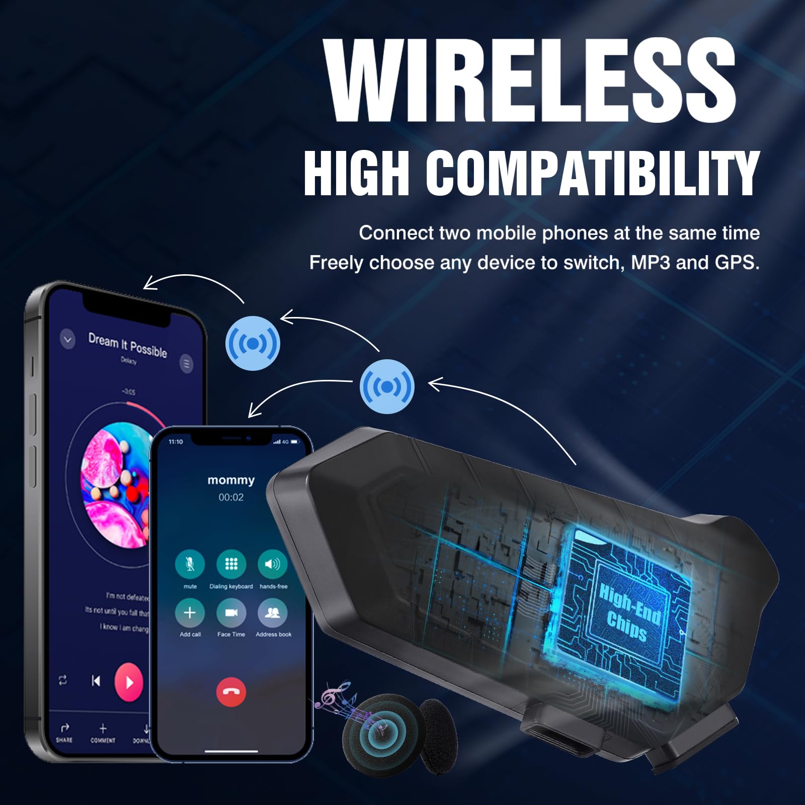 🔥ON SALE - 50% OFF🔥Motorcycle Helmet Speaker, IPX6 Automatic Answer/Call Music Control/Intelligent Noise/Wake up Siri, Compatible with All Helmets