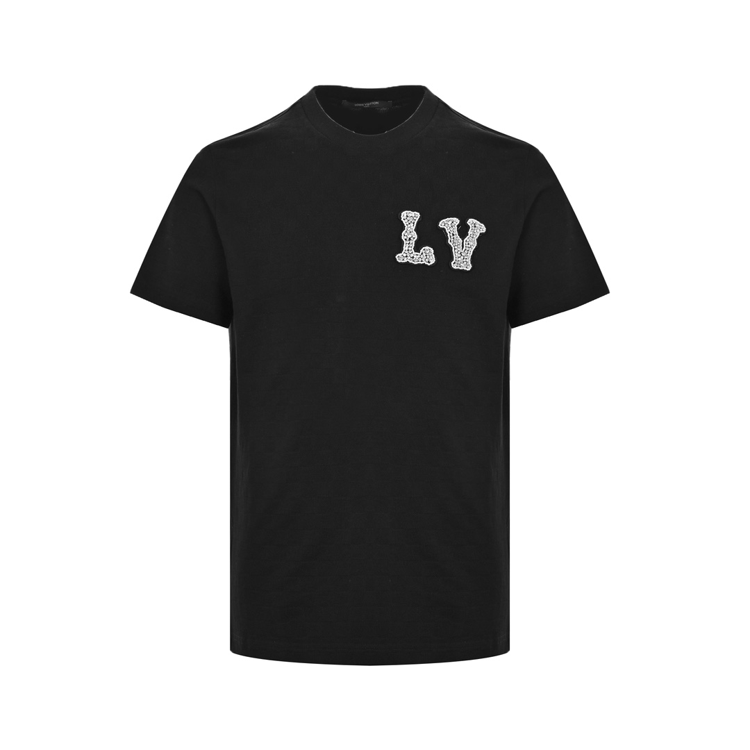 Louis Vuitton 24ss rhinestone lettering logo short sleeve